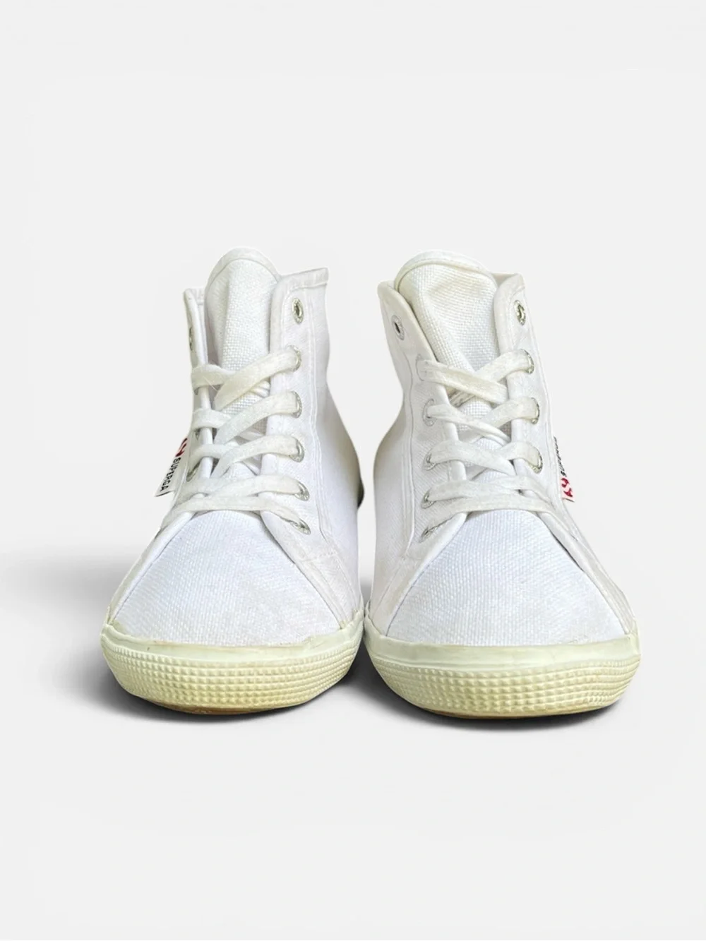 Superga 2952 White Canvas High-Top Sneaker w/ American Flag Heart Sz EU 39